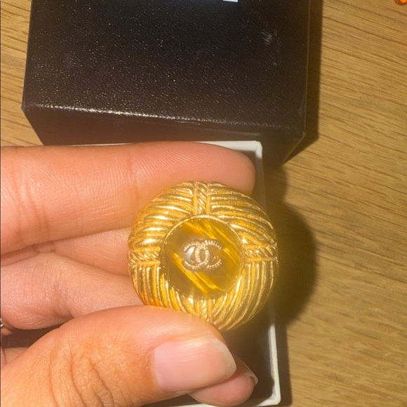 tiger eye chanel  Logo Earrings - Picture 5 of 8